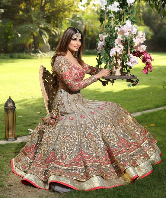 Grey Bridal lehenga