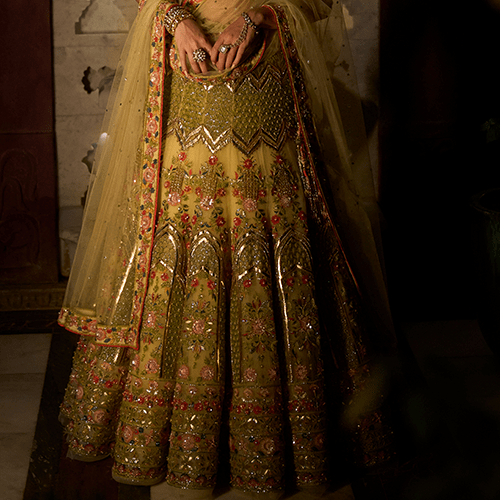 Green Floral Bridal Lehenga