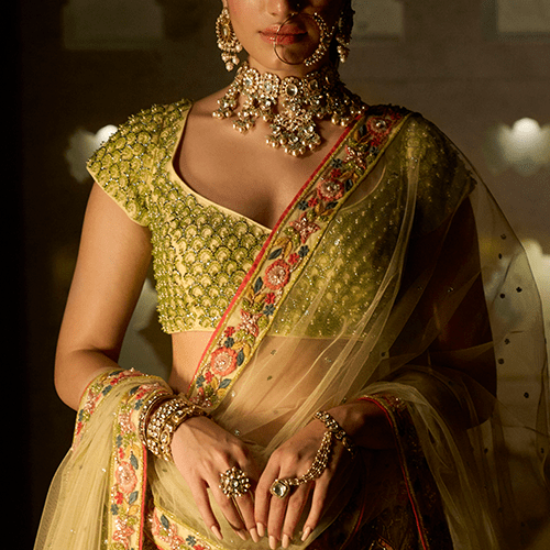 Green Floral Bridal Lehenga