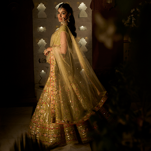 Green Floral Bridal Lehenga