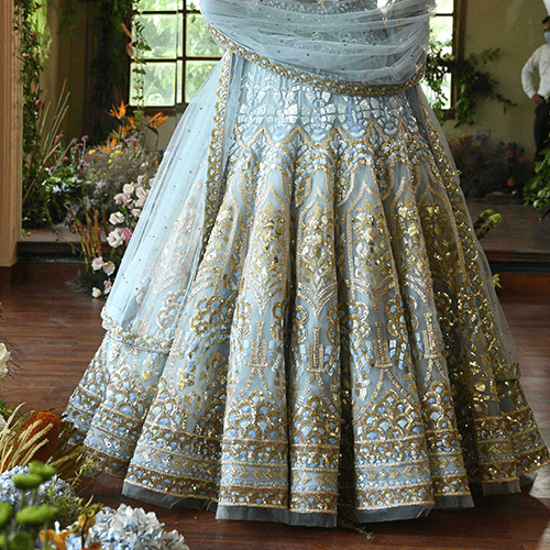 Sky Blue Bridal Lehenga Choli Set