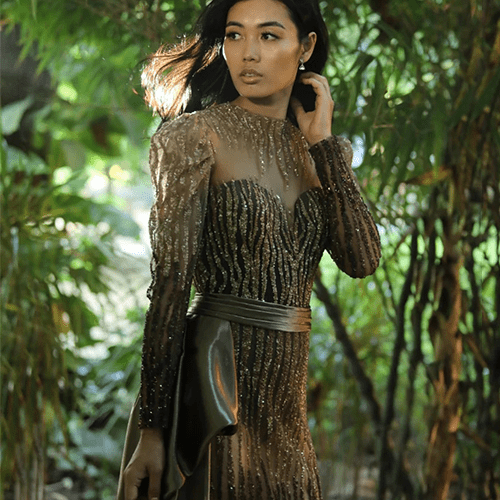 Brown Sequin Gown