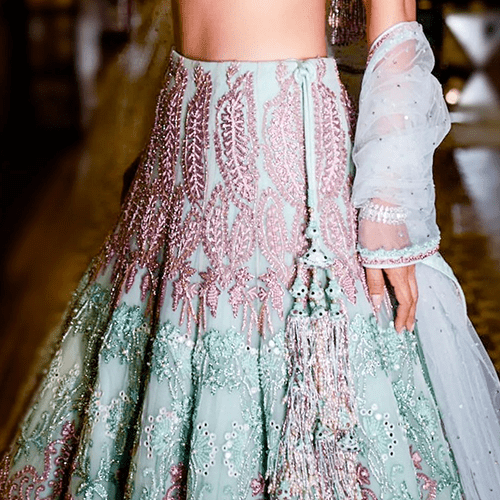 Aqua Sequin Bridal Lehenga