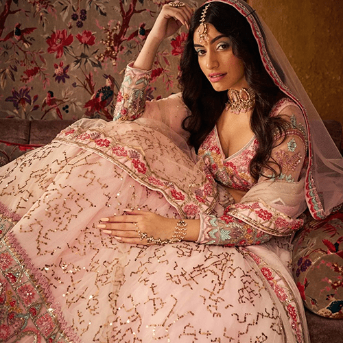 Pink Net Bridal Lehenga – Mynah Designs