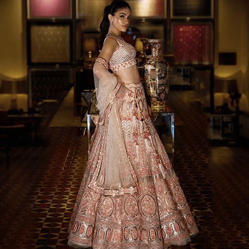 Pink Sequin  Bridal Lehenga