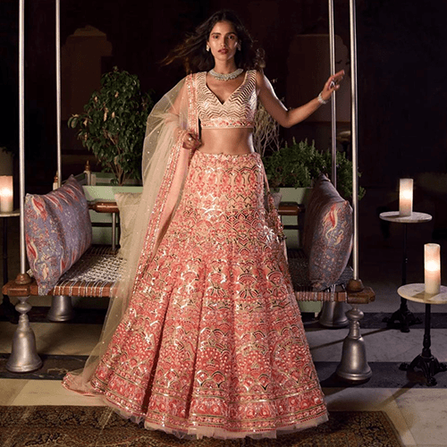 Light Pink Bridal Lehenga – Mynah Designs