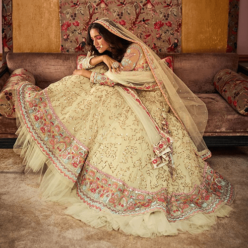 Green Net  Bridal Lehenga