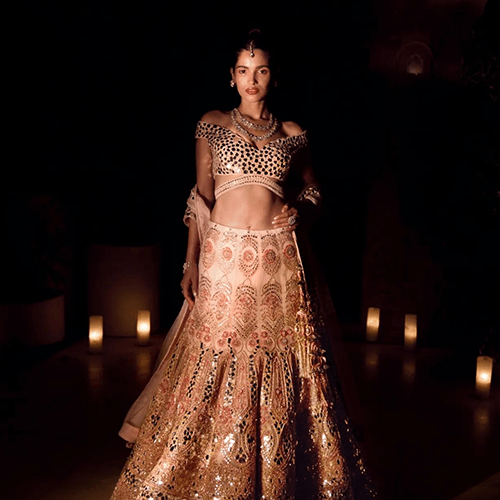 Peach Zardozi  Bridal Lehenga