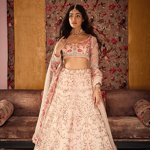 Pink Net  Bridal Lehenga