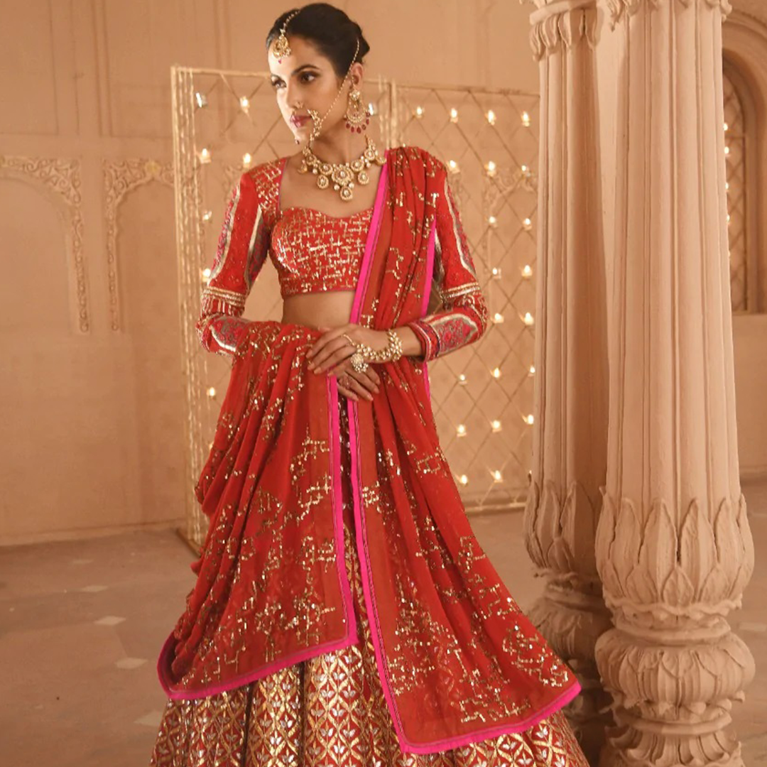 Surkh Gota Bridal Lehenga