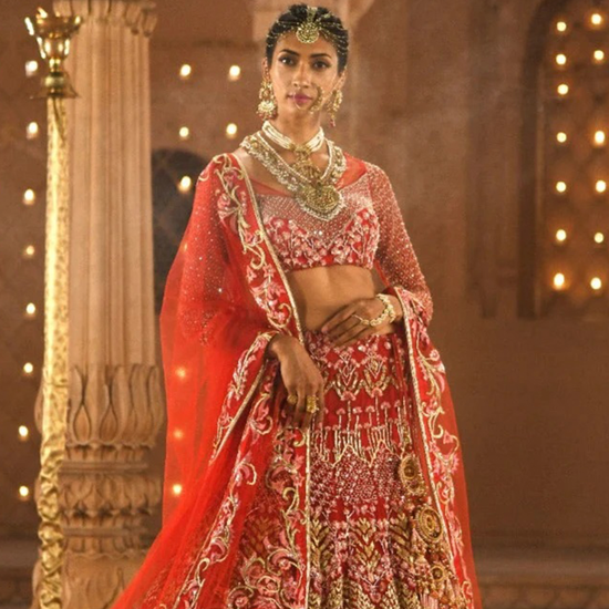 Surkh Hand Embellished Bridal Lehenga