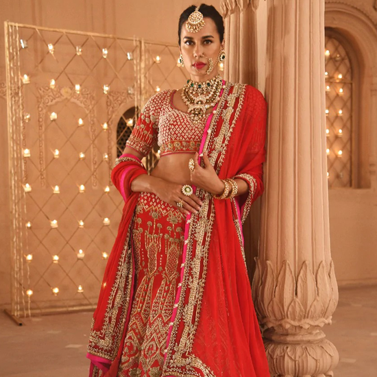 Gold Dori Surkh Bridal Lehenga