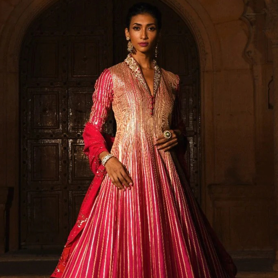 Designer Red Anarkali suit