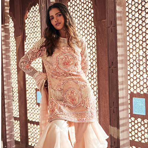 Peach Sharara Set