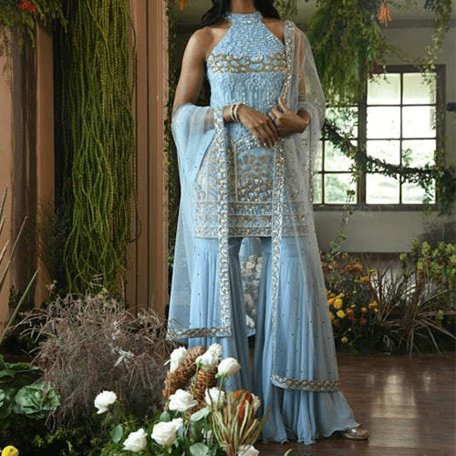 Sky Blue Sharara Suit Set