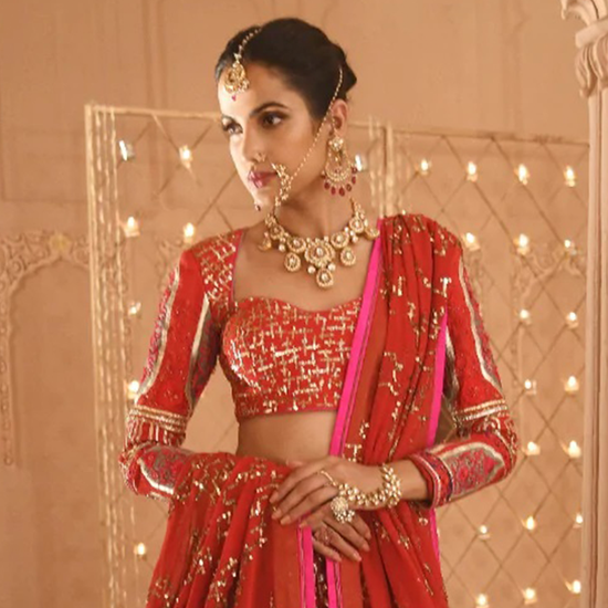 Surkh Gota Bridal Lehenga