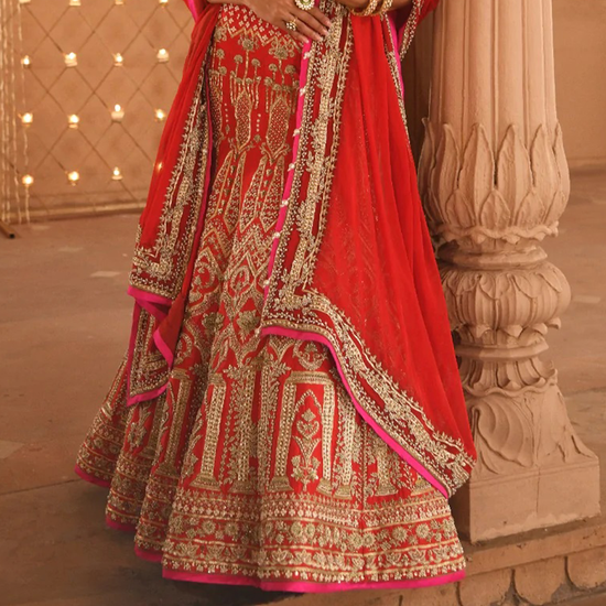 Gold Dori Surkh Bridal Lehenga