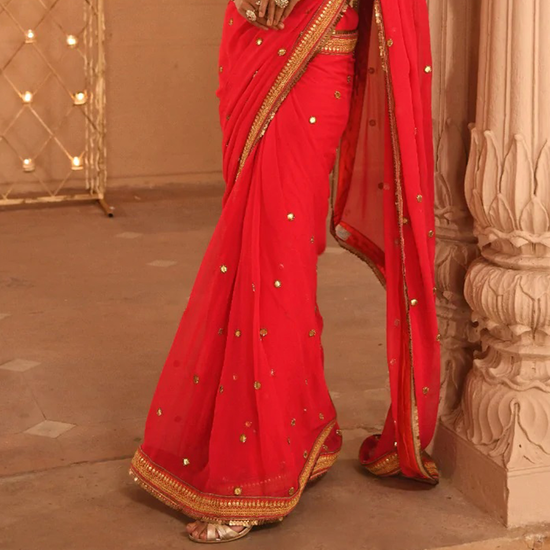 Surkh Zari Saree