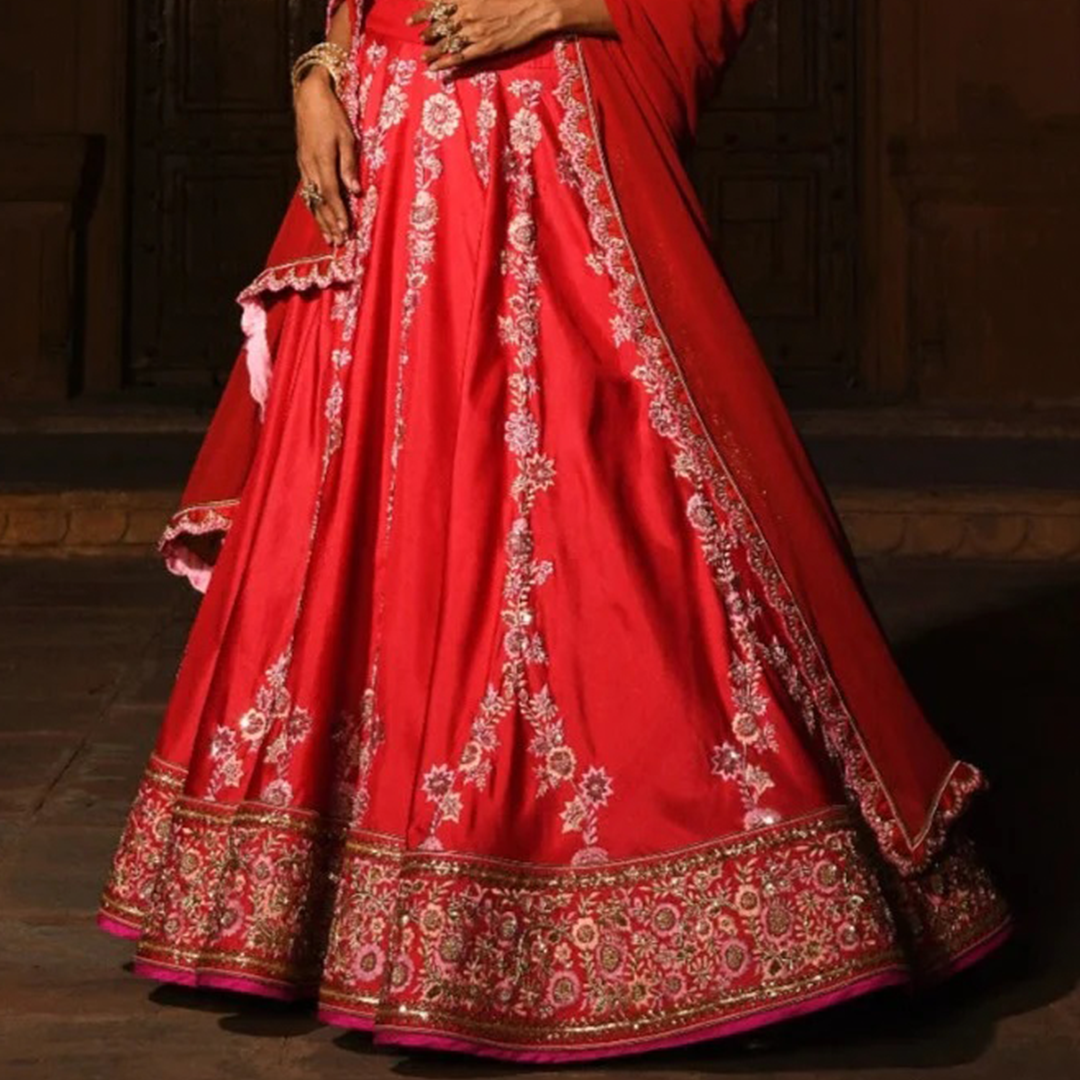 Surkh Floral  Bridal Lehenga