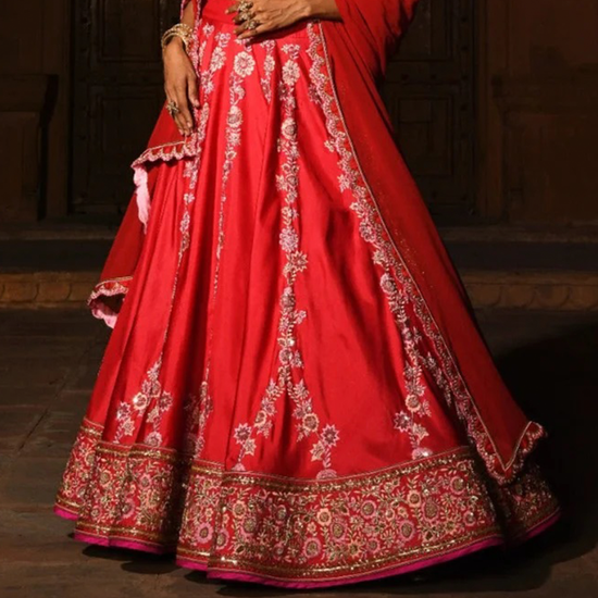 Surkh Floral  Bridal Lehenga